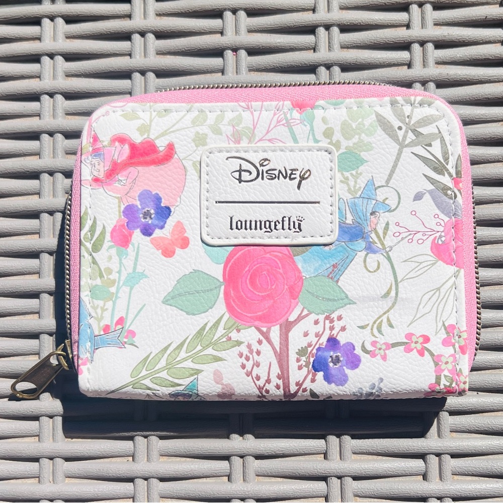 EUC Flora, Fauna, and Merryweather from Sleeping Beauty Loungefly Wallet in pink - Picture 2 of 3